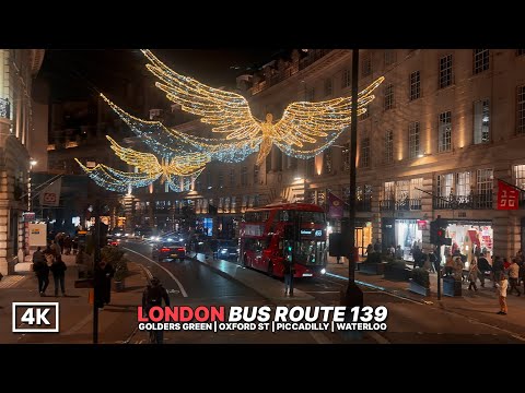 London Bus Ride at Christmas 🎄 | From Quiet NW London to Festive City Streets | Bus 139 POV | 4K HDR