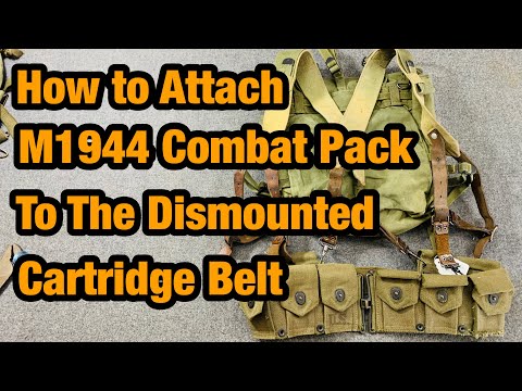 WW2 US Gear How to Attach M1944 Combat Pack to a Dismounted Cartridge Belt #061