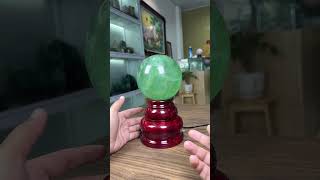 Quả Cầu Phong Thủy Đá Fluorite Tự Nhiên Xanh Ngọc Loại Vip 3,36kg-12,6cm Tặng Đế Đèn