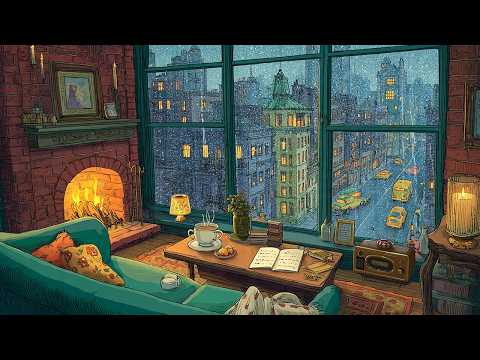 vintage jazz on a rainy 1950s night with oldies playing in another room | ambience for sleep & relax