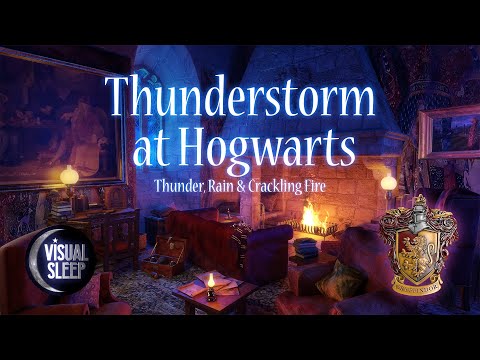 Thunderstorm at Hogwarts. Thunder, rain & Crackling fire Sounds for Sleeping, Relaxing, Studying