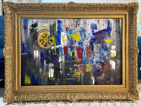 Easy Abstract Painting On Canvas | Acrylic Paint | Palette Knife | Spray Paint |