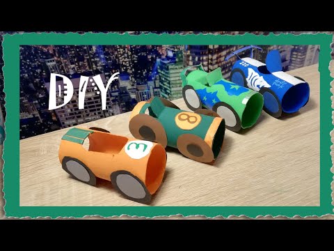 DIY- Rennautos 🚘aus Papier& Pappe/ Haushalts- Toilettenpapierrolle/ Upcycling ✂