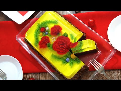Mango and Chocolate Christmas Cake - Jelly Art Cake