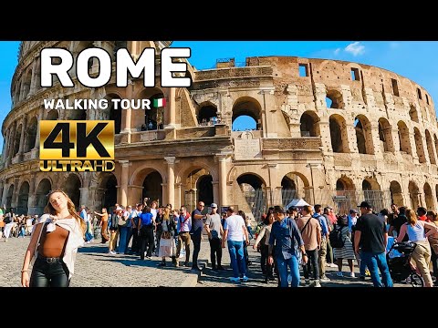 ROME ITALY | AUTUMN VIRTUAL WALKING TOUR - ROMA TERMINI TO COLOSSEUM 4K UHD