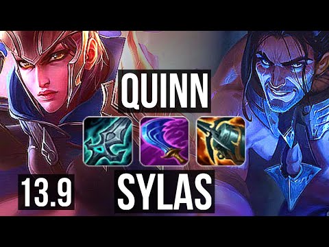 QUINN vs SYLAS (TOP) | 1.5M mastery, Rank 8 Quinn, 600+ games, Legendary | KR Grandmaster | 13.9