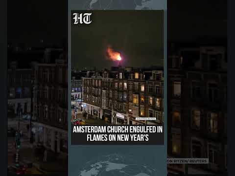Amsterdam Church Catches Fire on New Year’s, Firefighters Battle Blaze | #shorts