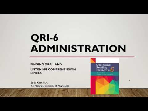 QRI 6  Finding Oral and Listening Comprehension Levels
