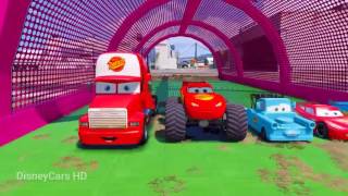 Disney Cars in Trouble with Train - Lightning McQu