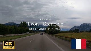 Lyon to Grenoble: A Cloudy Autumn Drive in 4K