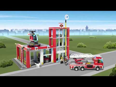 lego city caserne de pompiers set 60004 complet, sans boîte, sans notice