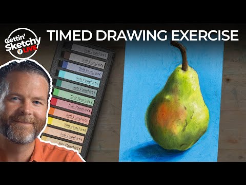 Drawing a Pear with Pastels and Pastel Pencils - Timed Drawing Exercise