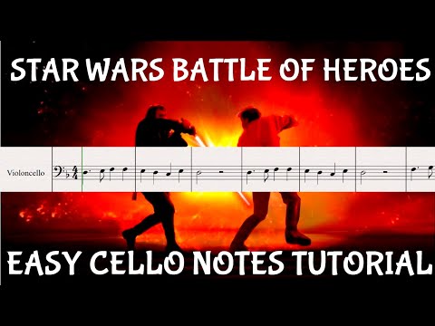 STAR WARS BATTLE OF HEROES CELLO - Easy Tutorial Sheet Music Notes!