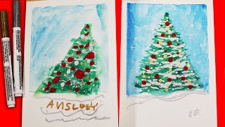 Easy Christmas Crafts for Kids   How to Paint a Christmas Tree Easy Step by Step Watercolor Tutorial