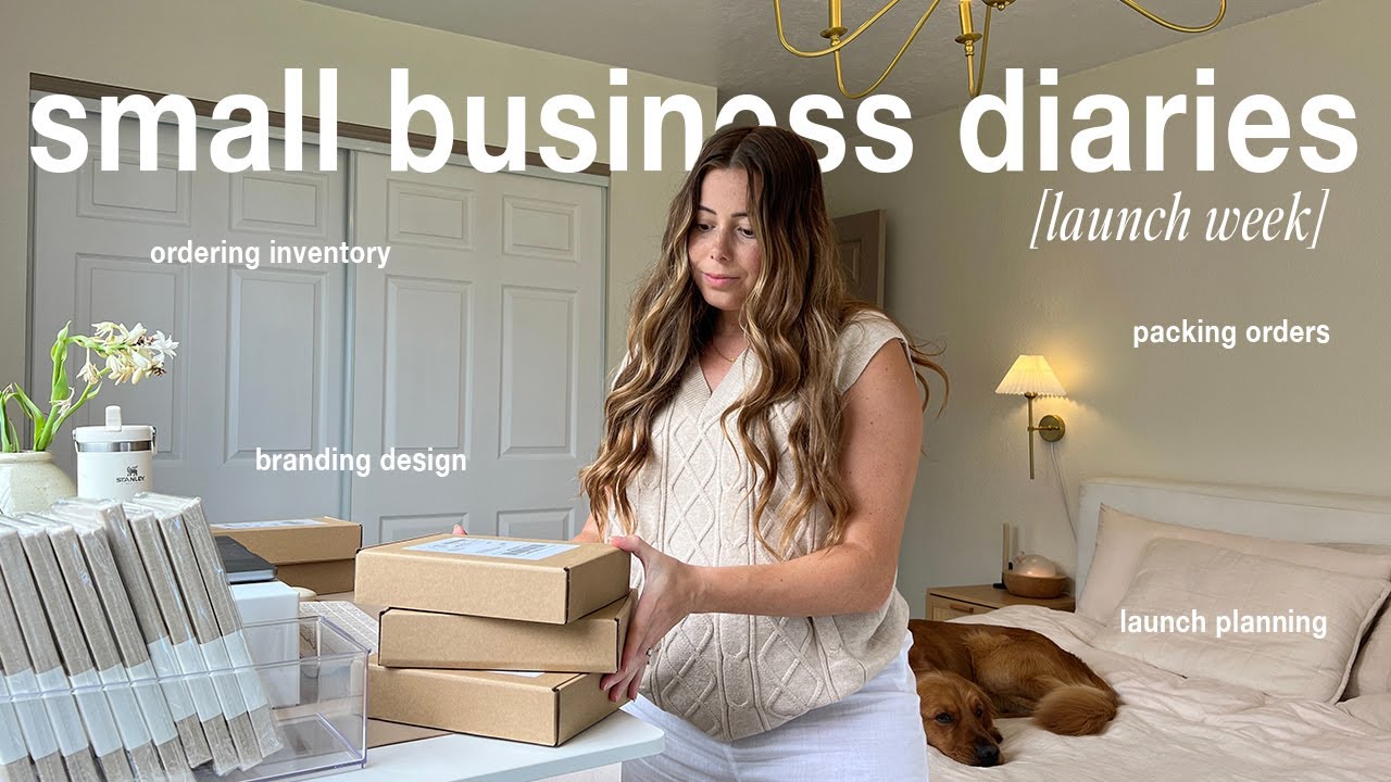 SMALL BUSINESS DIARIES 📦☁️  LAUNCH WEEK, BRANDING DESIGN, PACKING ORDERS ASMR