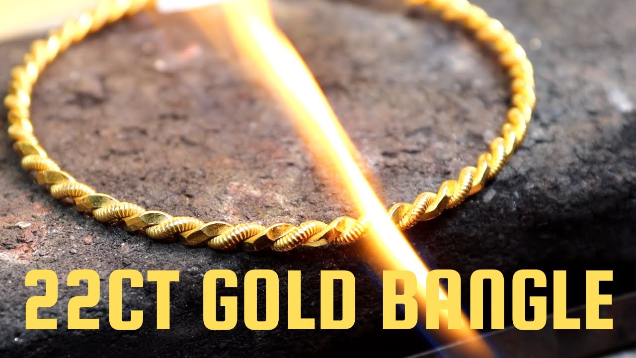 Watch video 22ct Gold Twist Bangle resizing Now 22ct Gold Twist Bangle resizing