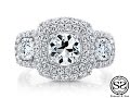The Calla: Custom Three Stone Halo Engagement Ring