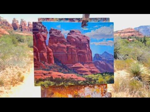 Plein air Painting Sedona - Coffee Pot Rock on Andante Trail - instructional Demo
