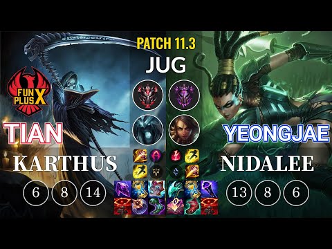 FPX Tian Karthus vs YeongJae Nidalee Jungle - KR Patch 11.3