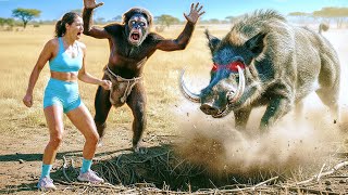 Life Million Years Ago | Lost Women And African Hominid Face Wild Boar Attack