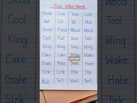 Four letter words in english with Spelling form| Four Letter rhyming words|Basic English short video