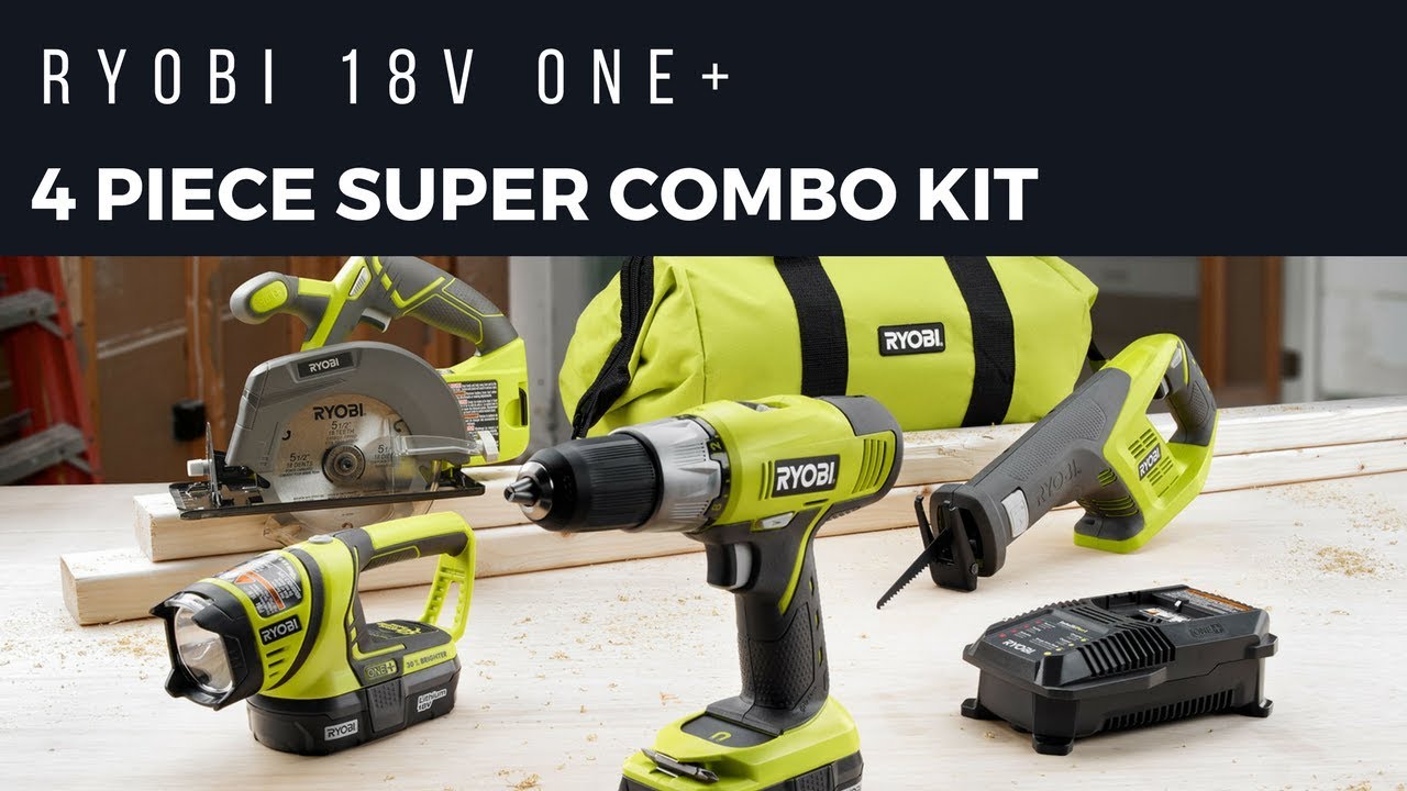 18v One 4 Pc Lithium Ion Super Combo Kit Ryobi Tools