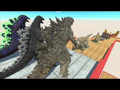Super Godzilla + Godzilla 2021 and Heisei Godzilla Death Fall - Animal Revolt Battle Simulator