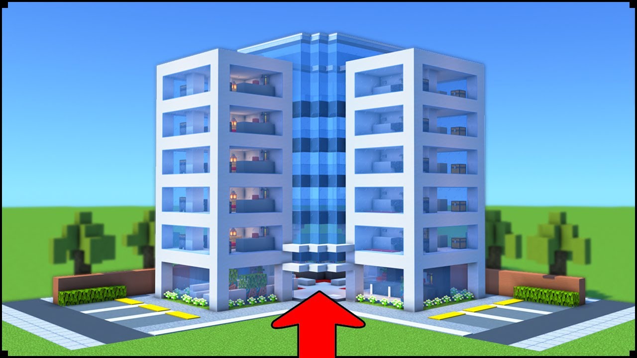 How To Make a Modern Hotel In Minecraft City Tutorial "Including