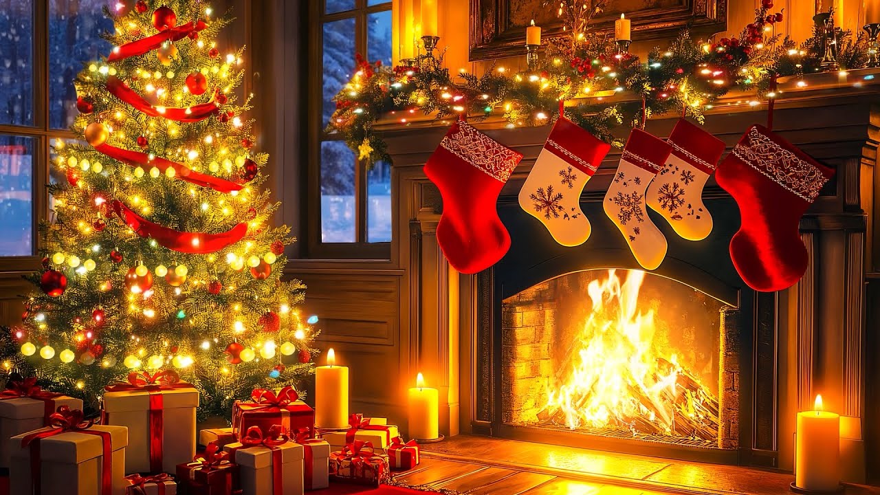 Cozy Fireplace with Relaxing Christmas Music🎄Soothing Christmas Music for Sleep 🌙 Christmas Ambience