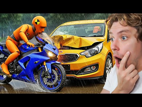 Reacting To SCARY Crashes in the Rain (beamNG)
