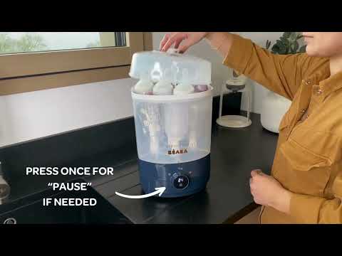 Beaba 2 in 1 Baby Bottle Sterilizer and Dryer, 8 Min Steam Sterilization, 3 Modes Sterilize, Dry or Both, Capacity for 6 Bottles -  Night Blue