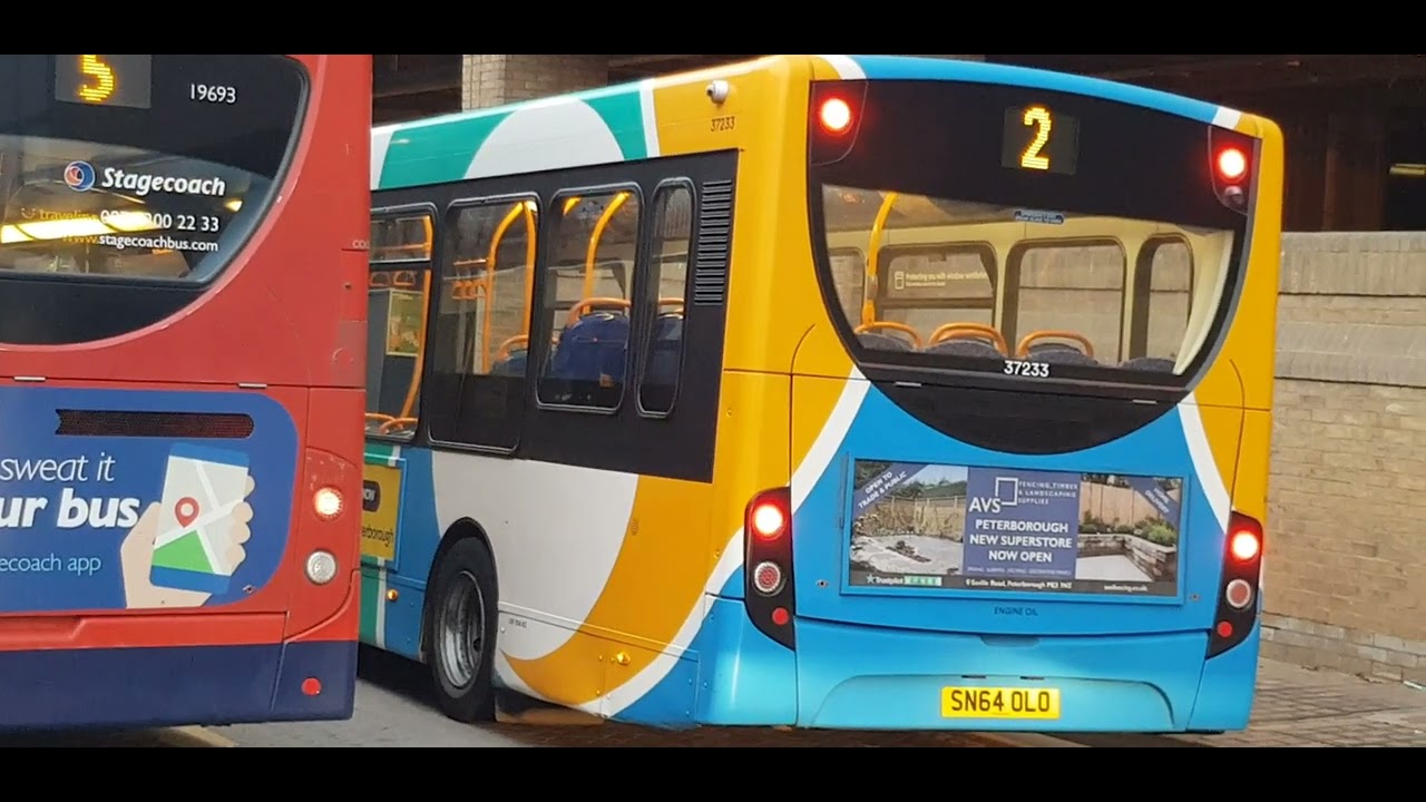 Here is the new livery stagecoach bus 37233 on the number 2 in Peterborough Saturday 4 March 2023