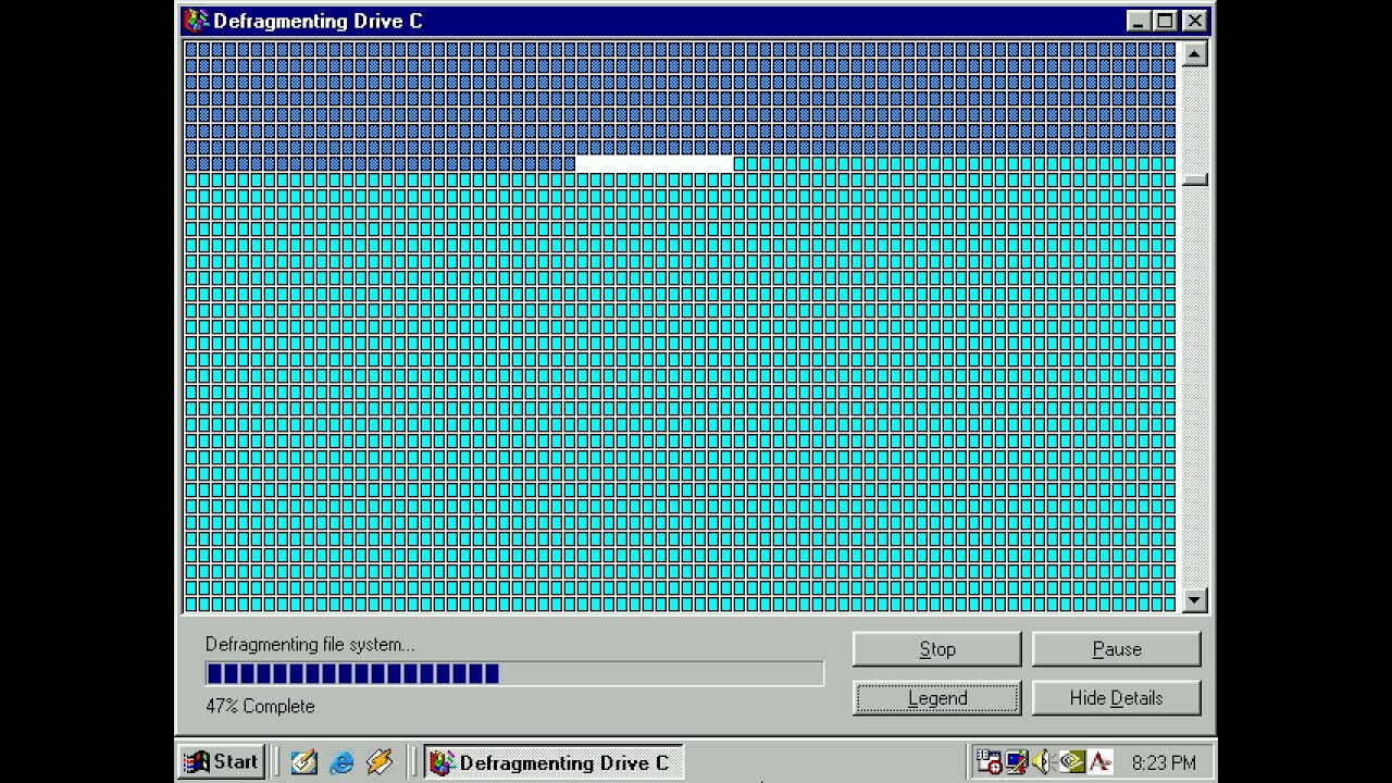 Windows 98 disk defragmenter.