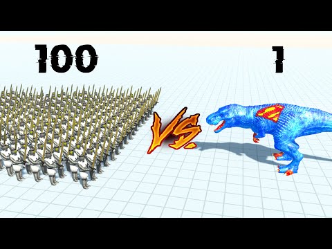 SUPERMAN T-REX VS 100 MAN | DEATH FALL - Animal Revolt Battle Simulator