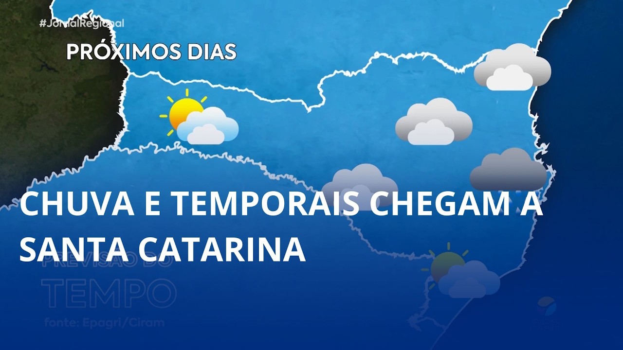 Virada no tempo: chuva e temporais chegam a Santa Catarina