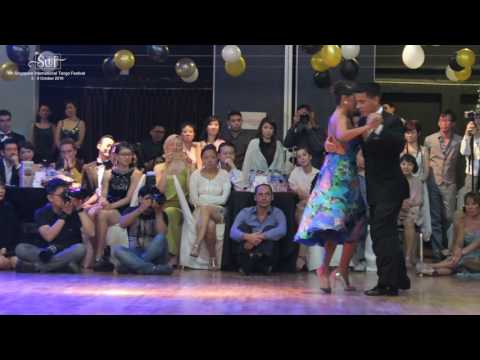  Roxana Suarez  and  Sebastian Achaval  are  dancing  at  Singapore International Tango Festival  in  2016