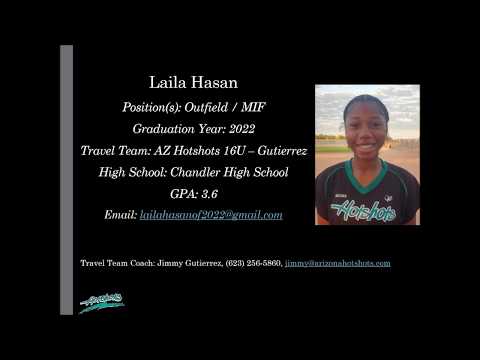Laila Hasan Softball Skills Video - 2022 Outfield MIF