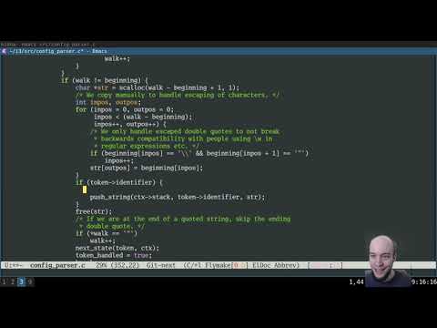 Coding stream: bug fixes in #i3wm for the upcoming v4.21 release #linux #emacs