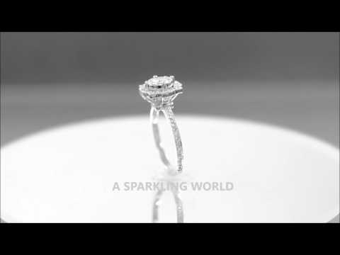 14k White Gold Round Cut Diamond Engagement Ring Art Deco Prong Set 0.71ctw - ASW - 1015N
