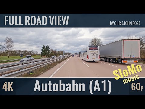 Autobahn (A1), Germany: RP Ellerbrook West - Kreuz Hamburg Ost - HH-Öjendorf - 4K (2160p) - Music
