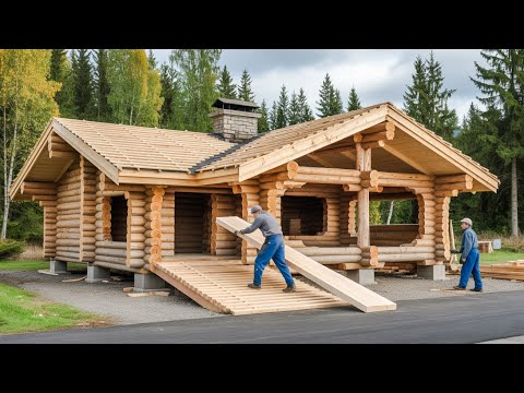 One Man & His Grandson Build a Complete Log Cabin | Full Timelapse