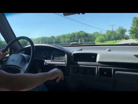 1997 OBS Ford F250 7.3 Powerstroke 5-speed Manual POV Ride along.  Walk around review and exhaust.
