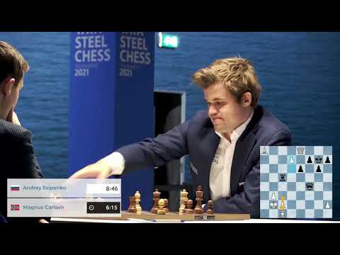 Final moments of Andrey Esipenko's stunning victory over Magnus Carlsen, Tata Steel Masters 2021