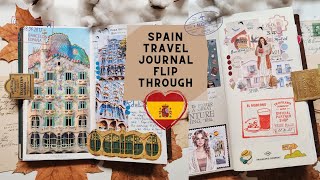 Spain travel journal, part 3. Finished journal flip through (Traveler's notebook).