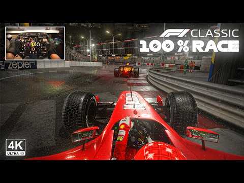 Michael Schumacher's Ferrari F2001 | Monaco GP Night 100% Race | F1 Classic Steering Wheel Gameplay