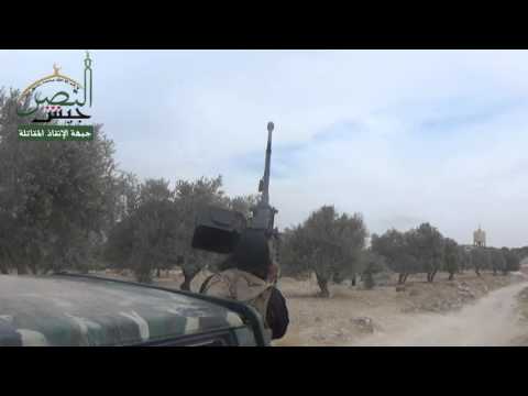 التصدي للطيران الحربي في أجواء ريف ادلب الجنوبي بواسطة رشاش دوشكا من قبل جبهة الإنقاذ المقاتلة