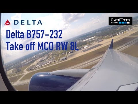 Delta B757-232 [N687DL] DL1424 Taxi and Take off MCO RW 8L - GoPro video