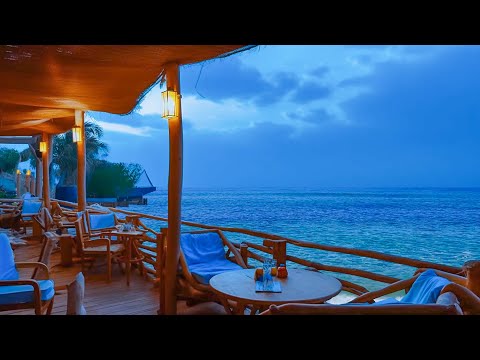 ☕Summer Atmosphere of a Coastal Cafe with relaxing Bossa Nova Music and Sound of Ocean Waves 🏖