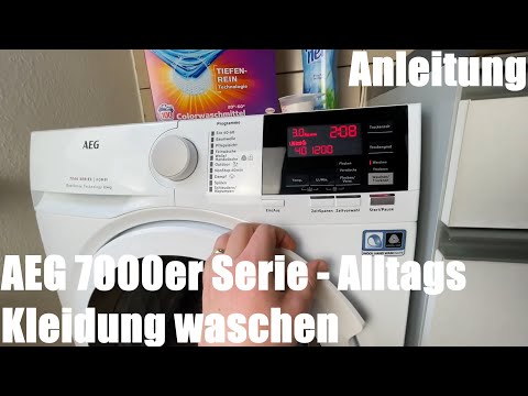 Washing everyday clothes in washing machine Cleaning colored laundry AEG 7000 series Easy-care at...