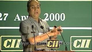 Indian businessman Rahul Bajaj at CII conference April, 2000